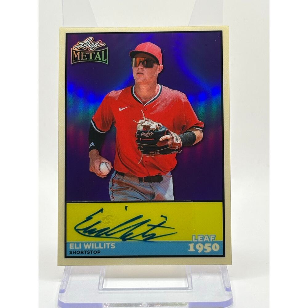 2026 Leaf Metal Baseball Eli Willits 1950 Prismatic Purple Auto 4/7 SP Nationals